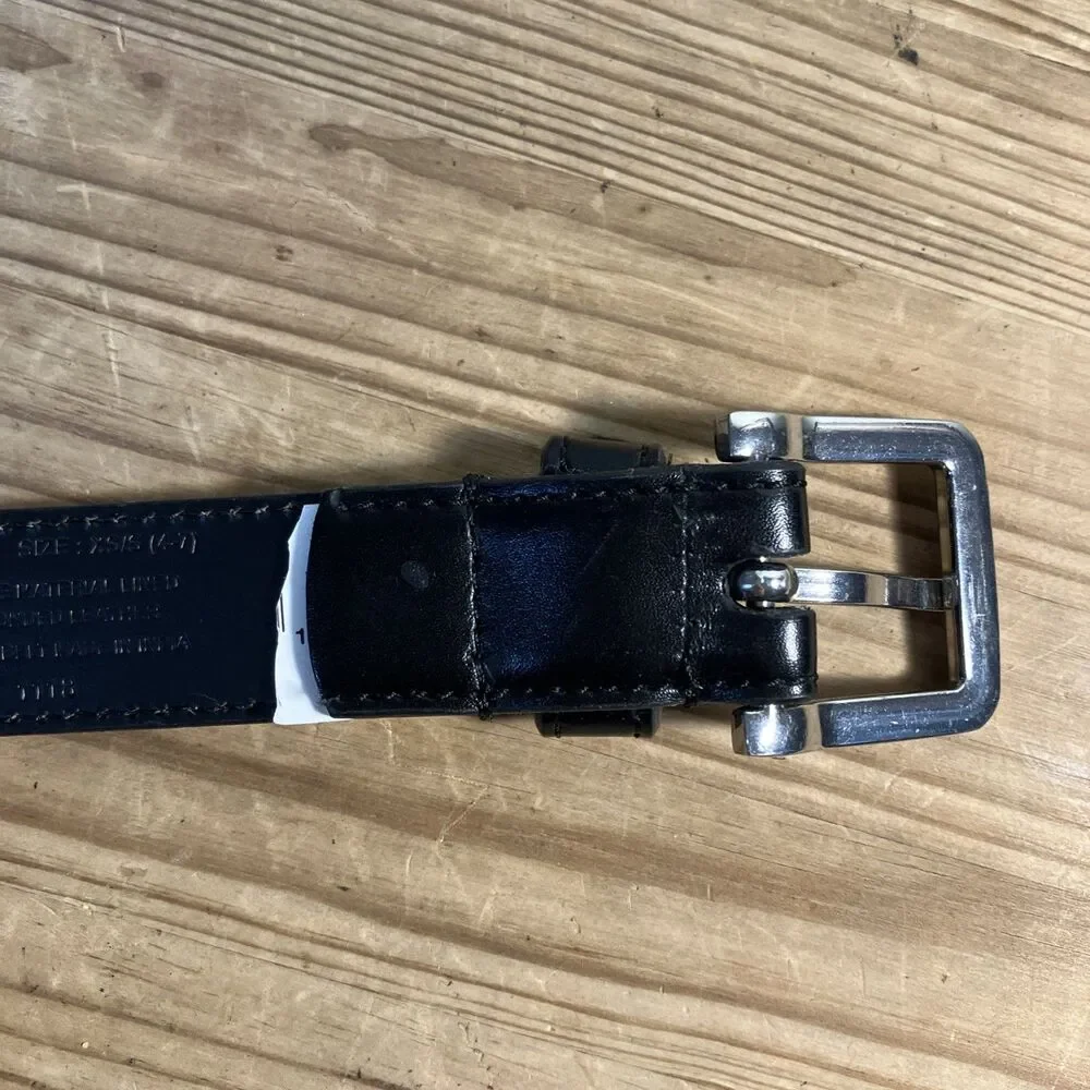 Unbranded Partial Leather Belt Black Kids Size XS/S 4-7 Length 29” Silver Buckle